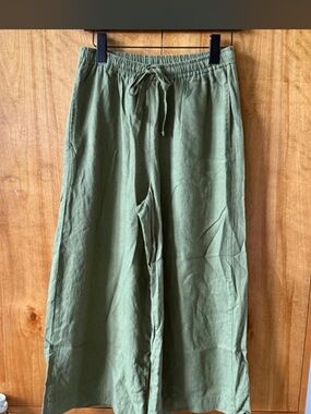 Max Studio Olive Green Drawstring Wide-Leg Pants